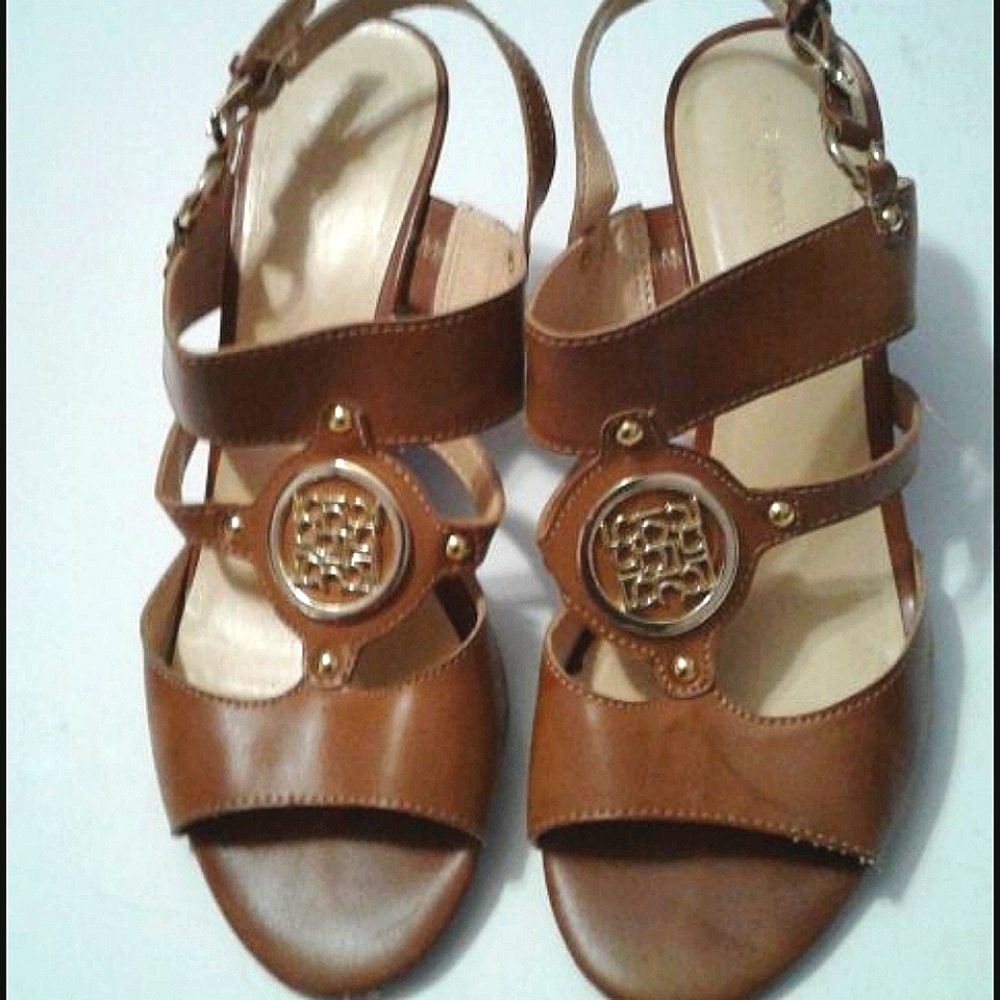 Liz Claiborne faux leather wedge sandals